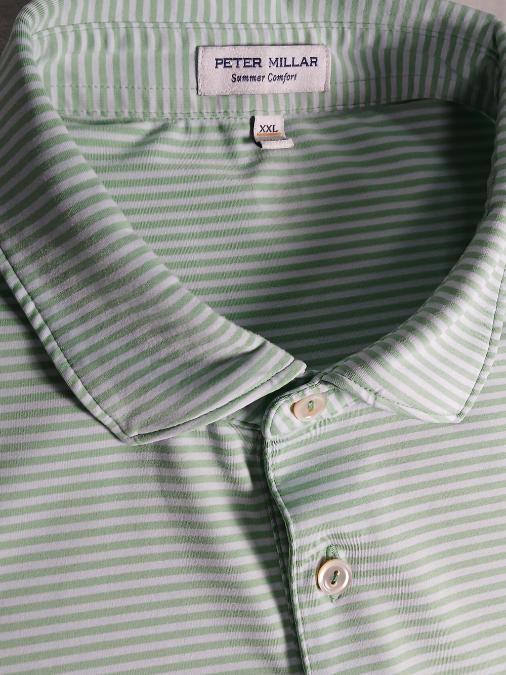 Peter Millar Summer Comfort Polo XXL Men's Performance Golf Striped Green
